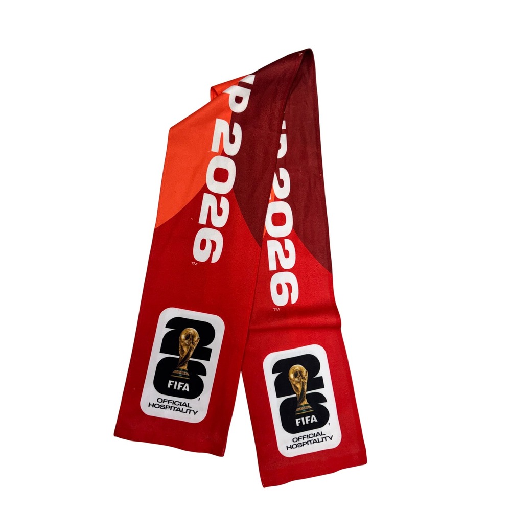 FIFA World Cup 2026 Official Hospitality Scarf Red Orange Soccer Fan Gear